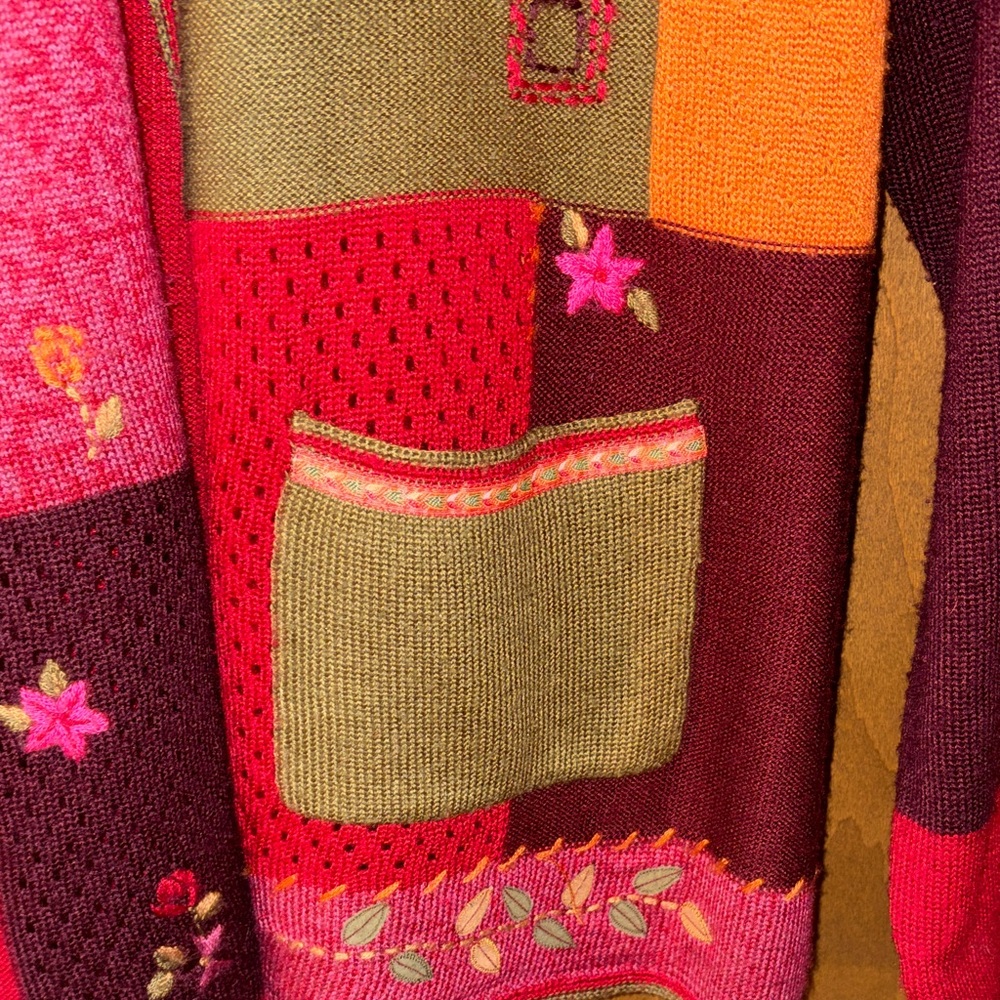 Coldwater Creek Multicolor Patchwork Cardigan-Med… - image 6